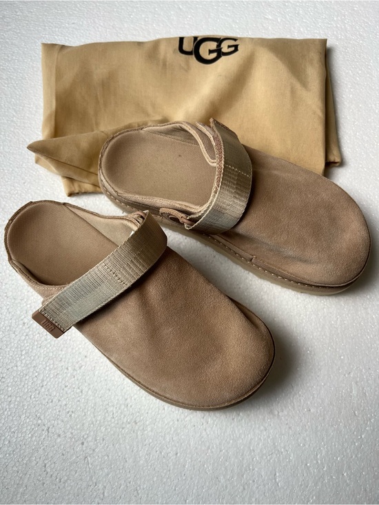 UGG Shoes - UGG Men's Beige/Tan Suede Slide Sandals with Adjustable Webbing Strap